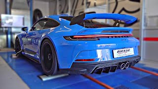Porsche 992 GT3 *MANUAL* feat. Akrapovic Race SCREAMING @ Dyno + Launch Control Accelerations!