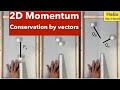 Conservation of Momentum in 2D by Vector Addition and Components