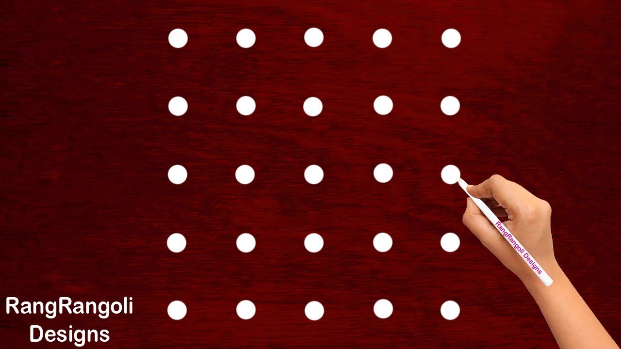 Easy Daily Rangoli Designs 5X5 dots | Latest Beautiful Muggulu | Apartment Kolam art | RangRangoli