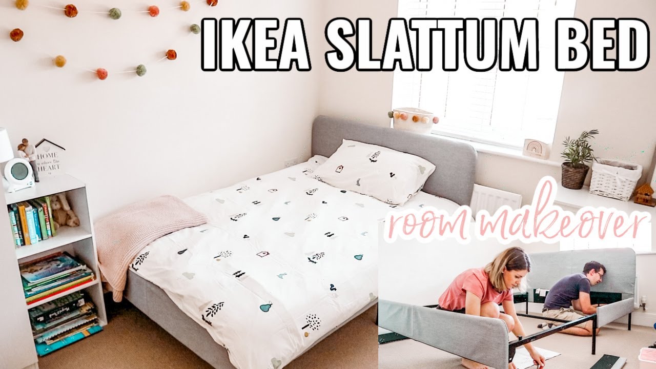 anker voedsel Verenigde Staten van Amerika IKEA SLATTUM BED ASSEMBLY, REVIEW & KIDS ROOM MAKEOVER ON A BUDGET | IKEA  BED UPHOLSTERED FRAME - YouTube