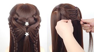 Heart hairstyle | Open hair hairstyle for wedding | Hair style girl | Cute hairstyles for girls