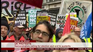 UK protests over austerity & Brexit protester arrested (UK) - BBC News - 13th January 2019