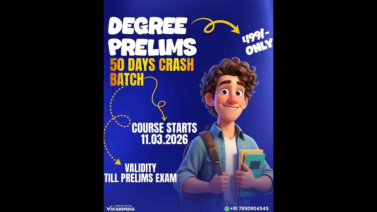 DEGREE PRELIMS CRASH BATCH | TARGET 60+ | VOCABSPEDIA