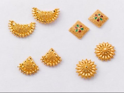 EPISODE=174 Women Light Weight Ear Gold Stud Designs - YouTube