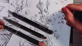 3 Mechanical Pencils for 1 Drawing (Abstract Doodling)