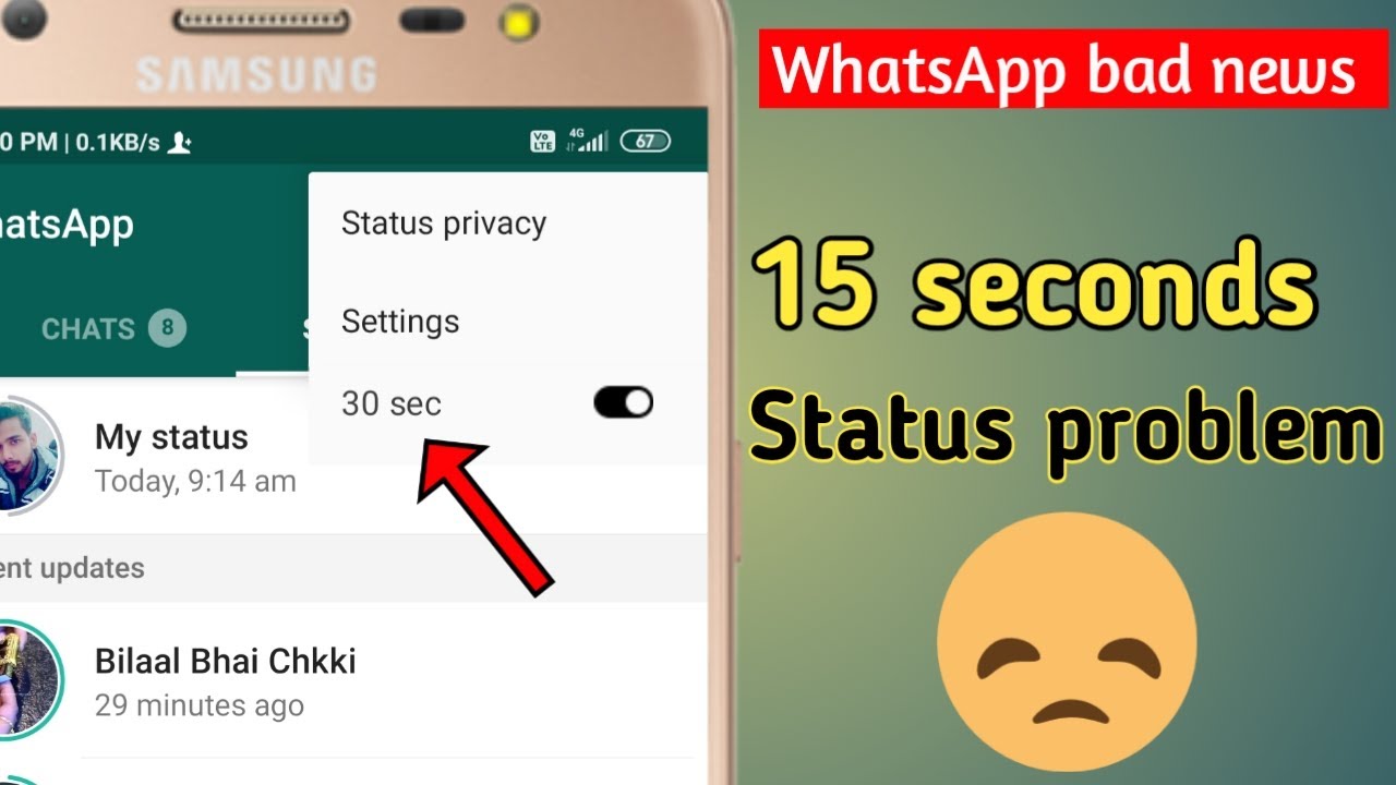 WhatsApp 15 seconds status problem | 15 seconds status problem fix . - YouTube