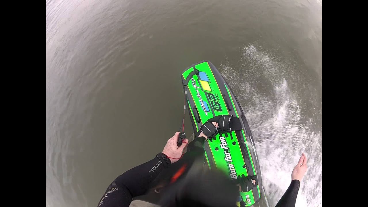 Jet Surf Salem Oregon winter 2016 jet powered surfboard, first run