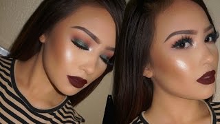 Easy Emerald Eyes & Dark lips | Fall Makeup Tutorial