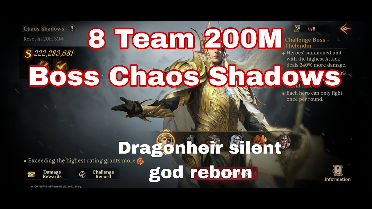 8 Team 200m Boss Chaos Shadows - Dragonheir silent god Reborn - YouTube