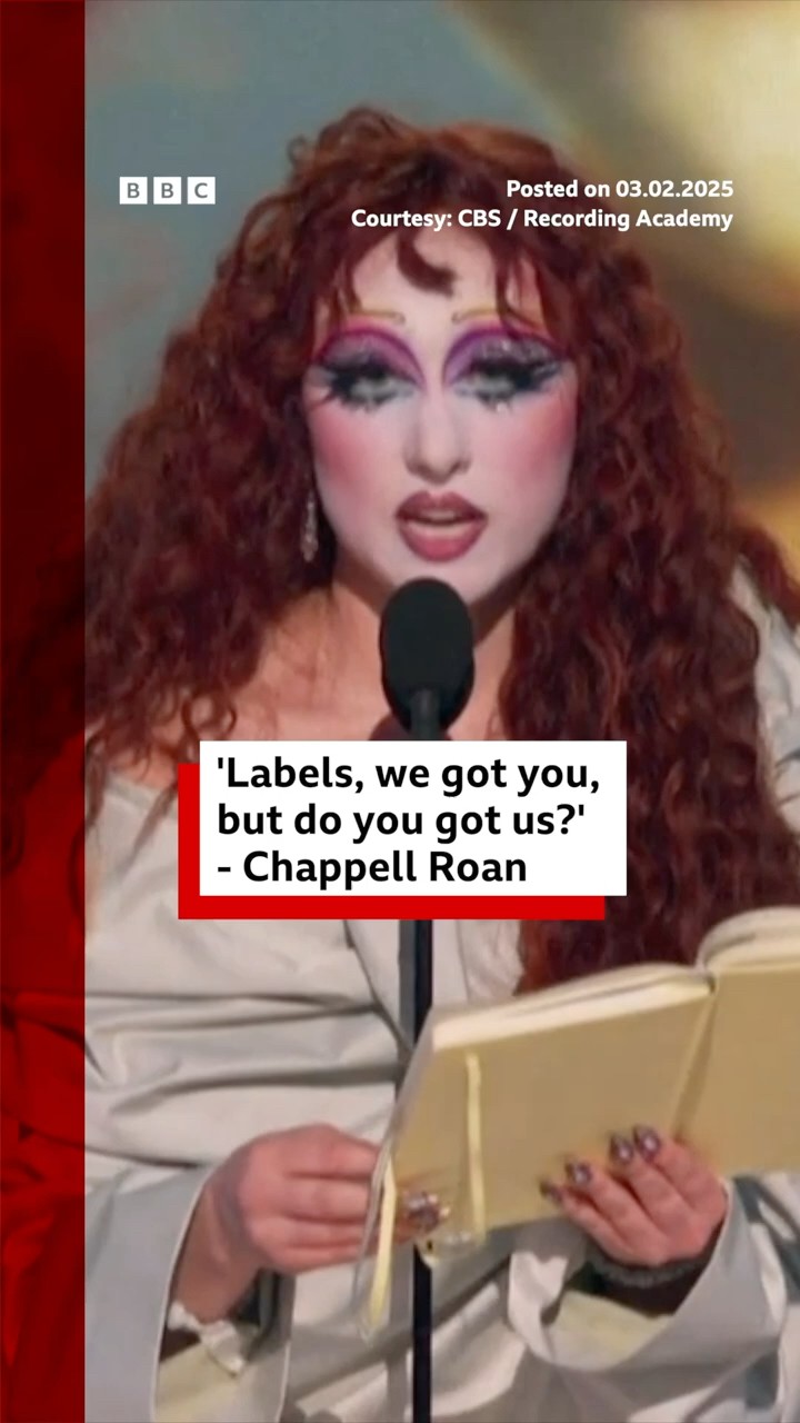 Chappell Roan calls for fair pay and conditions in music industry at Grammys. #ChappellRoan #BBCNews