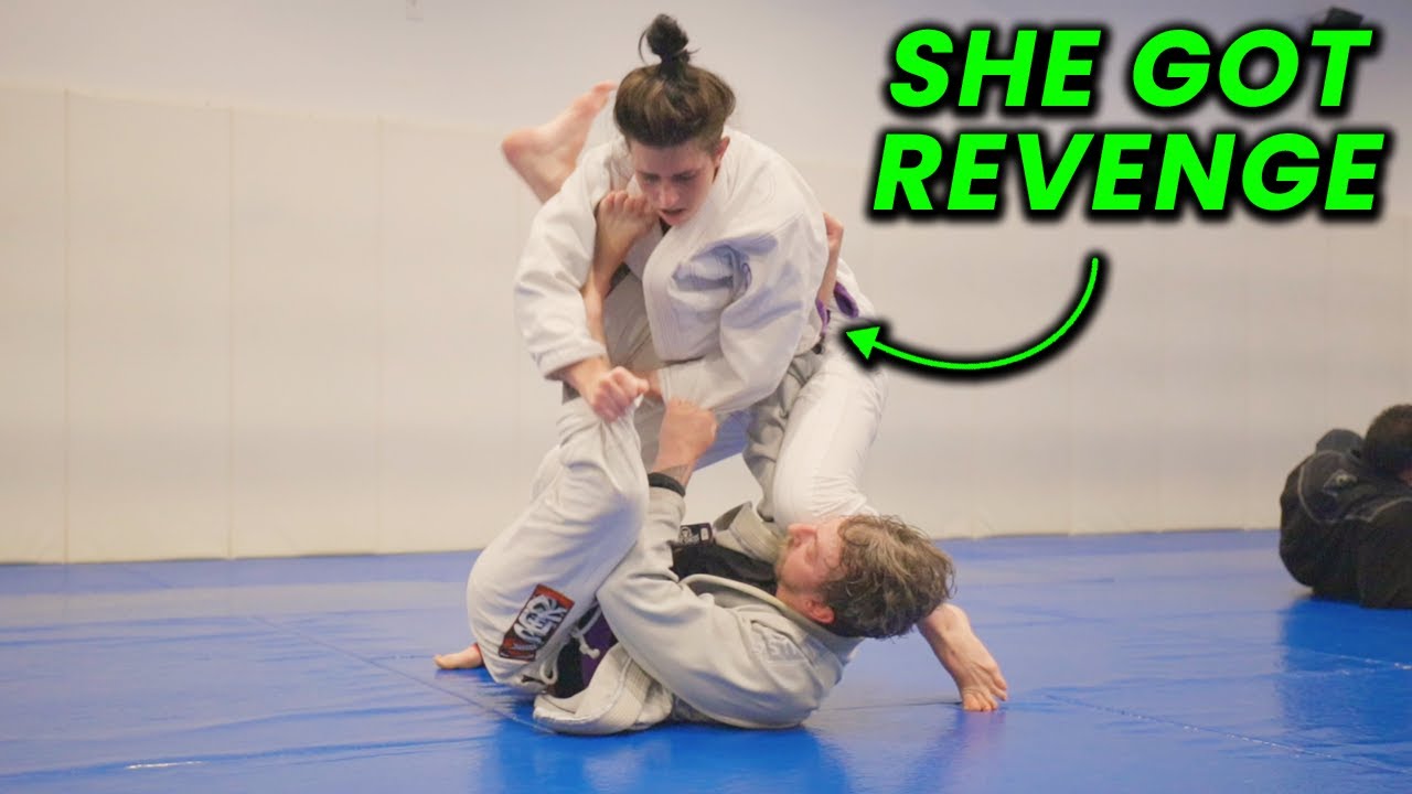 Female Purple Belt Stunts on Male Challenger