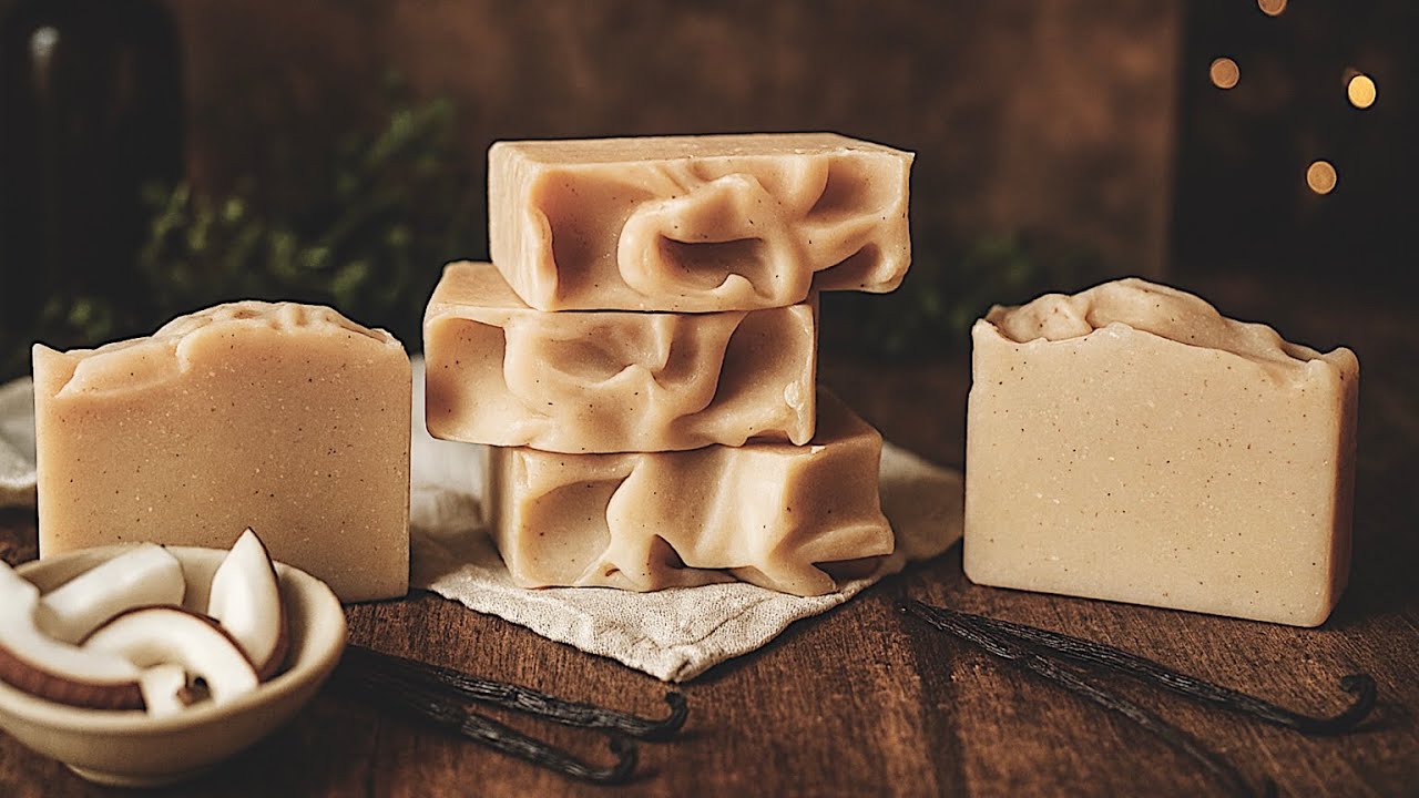 Изготовление кокосового кремового мыла 🥥
