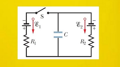 The circuit in the figure shows a capacitor, two ideal batteries
