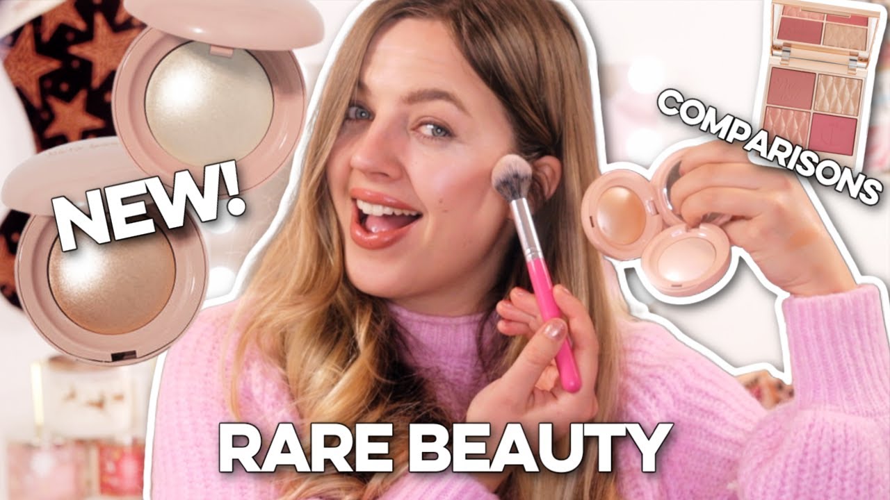NEW RARE BEAUTY POWDER HIGHLIGHTERS REVIEW!! ENLIGHTEN & EXHILARATE + SWATCH COMPARISONS! YouTube