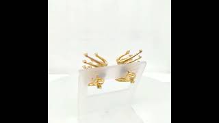 18 Karat Tribal Yellow Gold Earring With Vsgh Diamonds