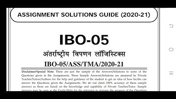 IBO 05 Ignou Solved Assignment 2020-21