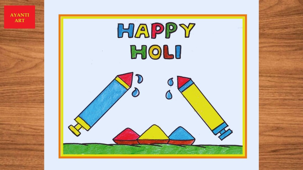 Happy Holi Drawing || Creating a Colorful Holi Festival Drawing Step-by-Step Tutoria || Happy holi