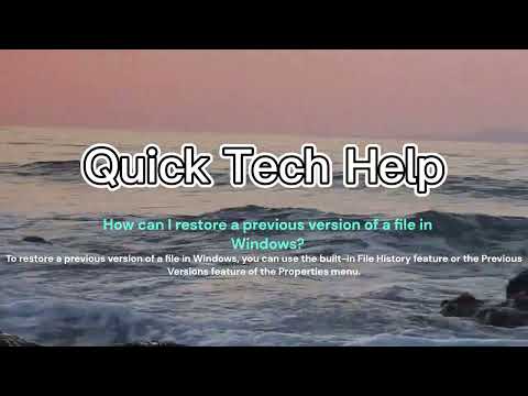 How can I restore a previous version of a file in Windows? - YouTube
