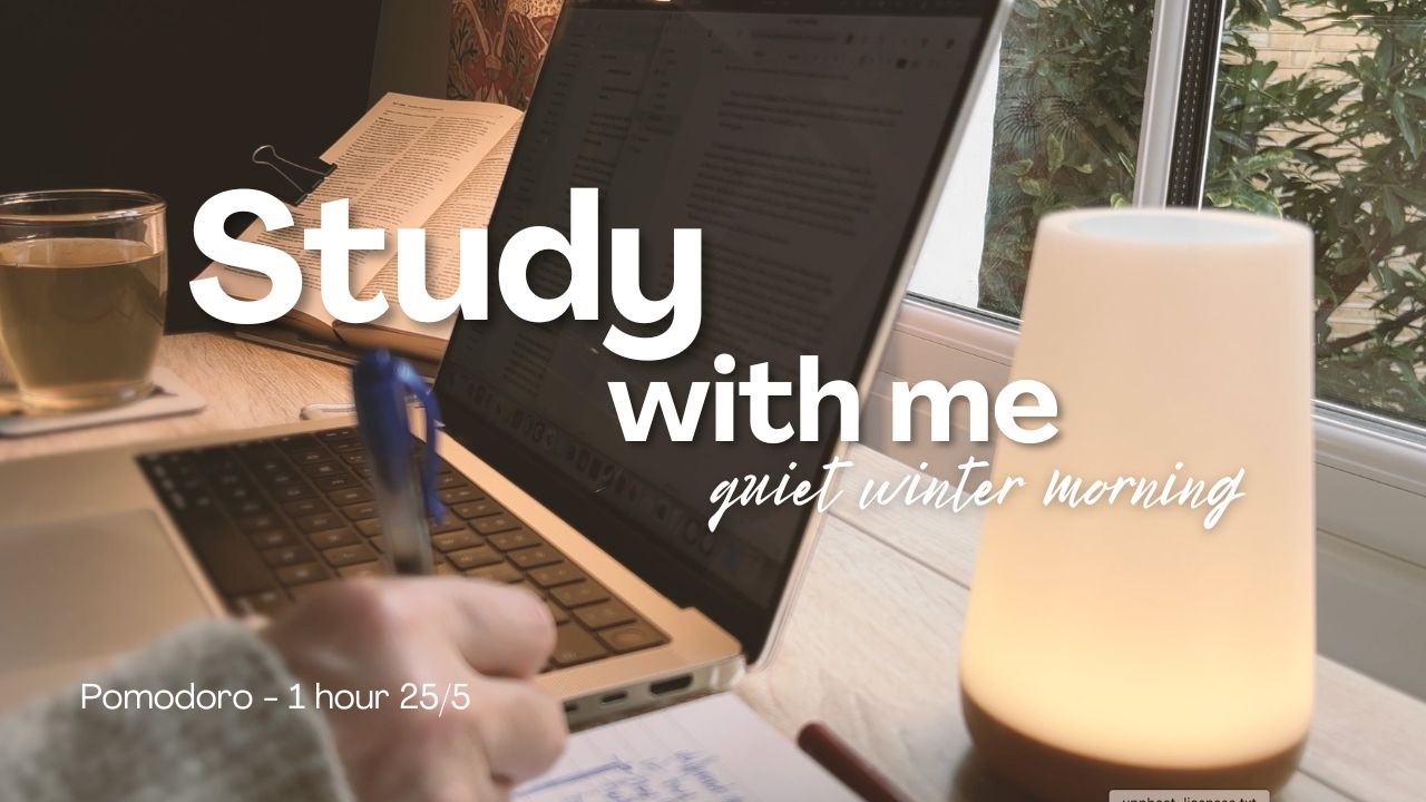 1-HOUR Study with me | ⏰ Pomodoro 25/5 | Calm LoFi music on a rainy day 🌧️