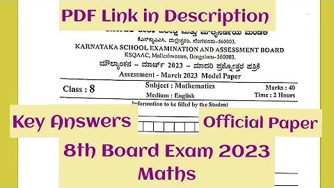 8th MATHS Official Paper 2023 Key Answers | KSEAB (KSEEB) | #boardexam #karnataka #maths