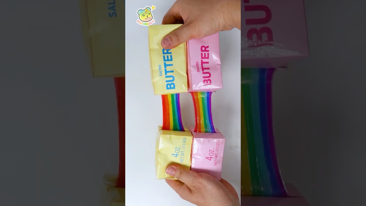 Making Super Stretchy Rainbow Cheese Butter Squishy🌈🧀무지개 치즈 버터 스퀴시 만들기😋 썸네일