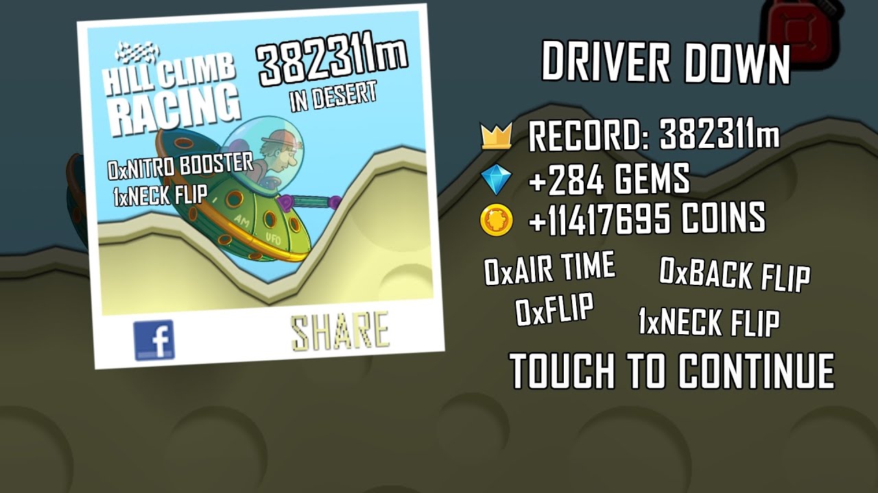 Hill climb racing desert with UFO full run part 7 382311m new car and stage wr 