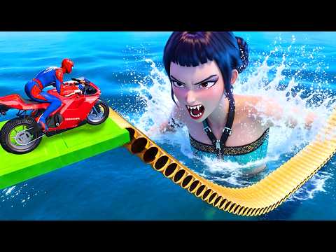 SPIDER-MAN against ZOEY KPOP DEMON on Motorcycle STUNT FUNNY MOMENTS | GTA 5 Rockstar Game Racing