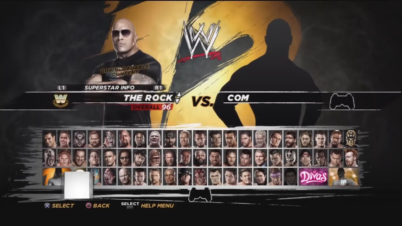 Wwe Smackdown Vs Raw 11 Character Select Screen Including All Dlc Packs Roster Youtube