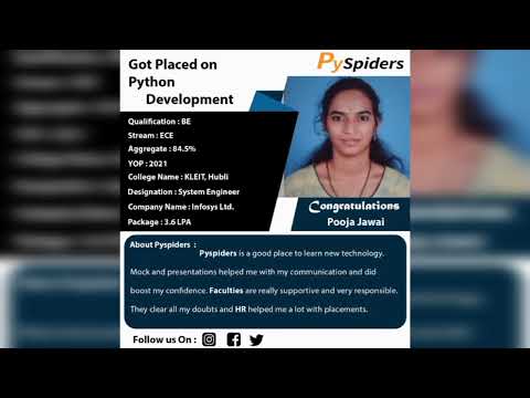 Got placed in as System Enginner| Pyspiders Basavanagudi | Congratulation "Pooja Jawai"