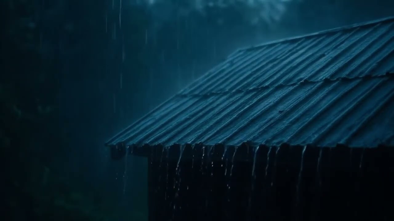 Thunderless Heavy Rain on Roof | Calm White Noise for Sleep AHD