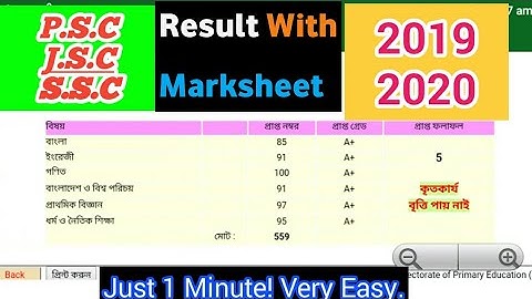 PSC SSC JSC Result 2019-20 With Marksheet! Just 1 Minute!