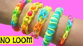 5 Easy Rainbow Loom Bracelet Designs without a Loom | DIY Rubber Band Bracelets