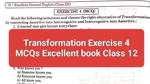 Transformation Exercise 4 MCQs From Excellent book Class 12th solved by Ramesh sir