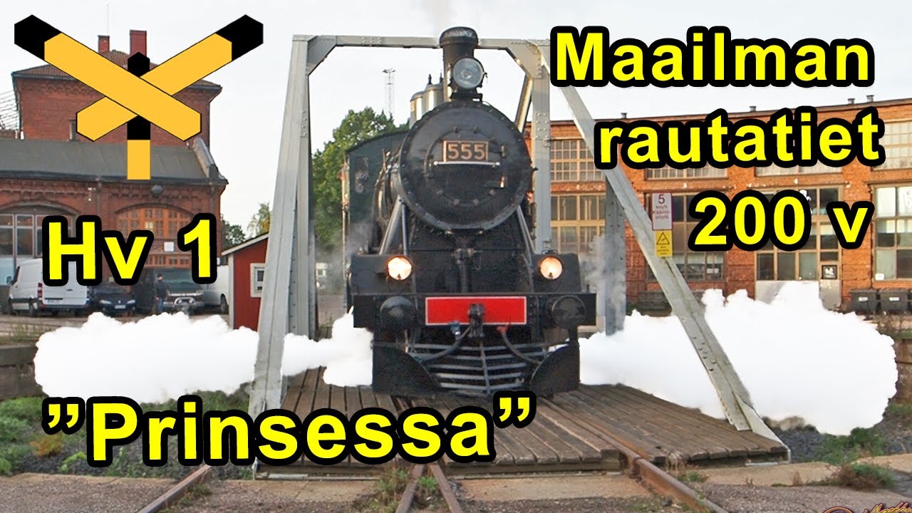 Höyryveturi Hv1 555. Siirtoajo Hyvinkää - Helsinki ja kääntöpöytä. Maailman rautatiet 200v. Osa 1.