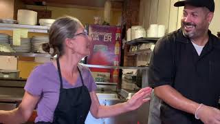 Cooking with Ms. Zuba at Tata's Restaurant in Wallingford, CT.