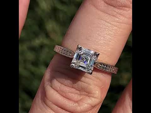 Forever One Asscher Cut Moissanite Loose Stone ring video