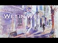 水彩画・Wet in Wet・にじみ・風景画の描き方[説明付]・Watercolor Landscape Demo - Wet in Wet - English Subtitle 村田收