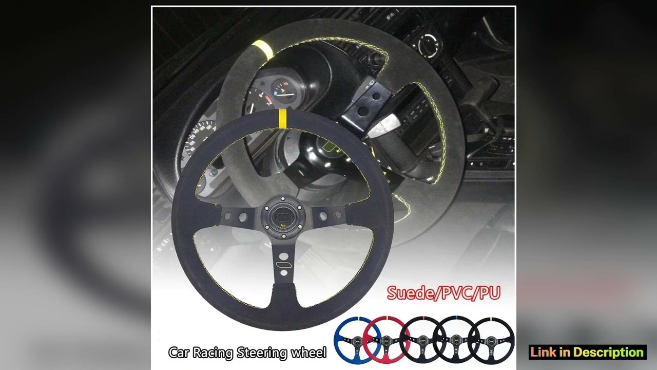 Universal Car Accessories 14 inch 350mm SuedePVC Car Racing Steering wheels Deep Corn Drifting