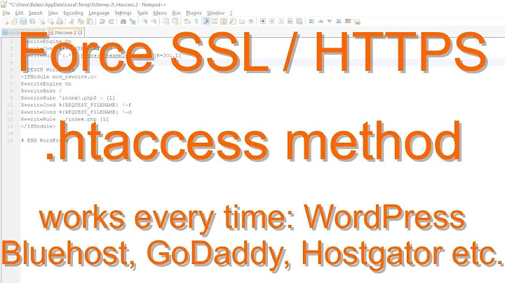 How To Force HTTPS/SSL Connection For Your Website - .htaccess Method