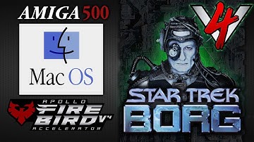 Amiga 500 an Apollo V4 Firebird Accelerator running MacOS 8 STAR TREK BORG GAME