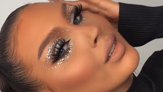 Icy Silver Rhinestone Makeup Tutorial | NYE Party Look