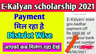 E-Kalyan Scholarship Payment District wise 2021 | ई कल्याण Payment Done List जारी 2021 |
