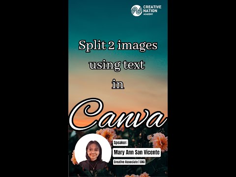 Split 2 images using text in Canva
