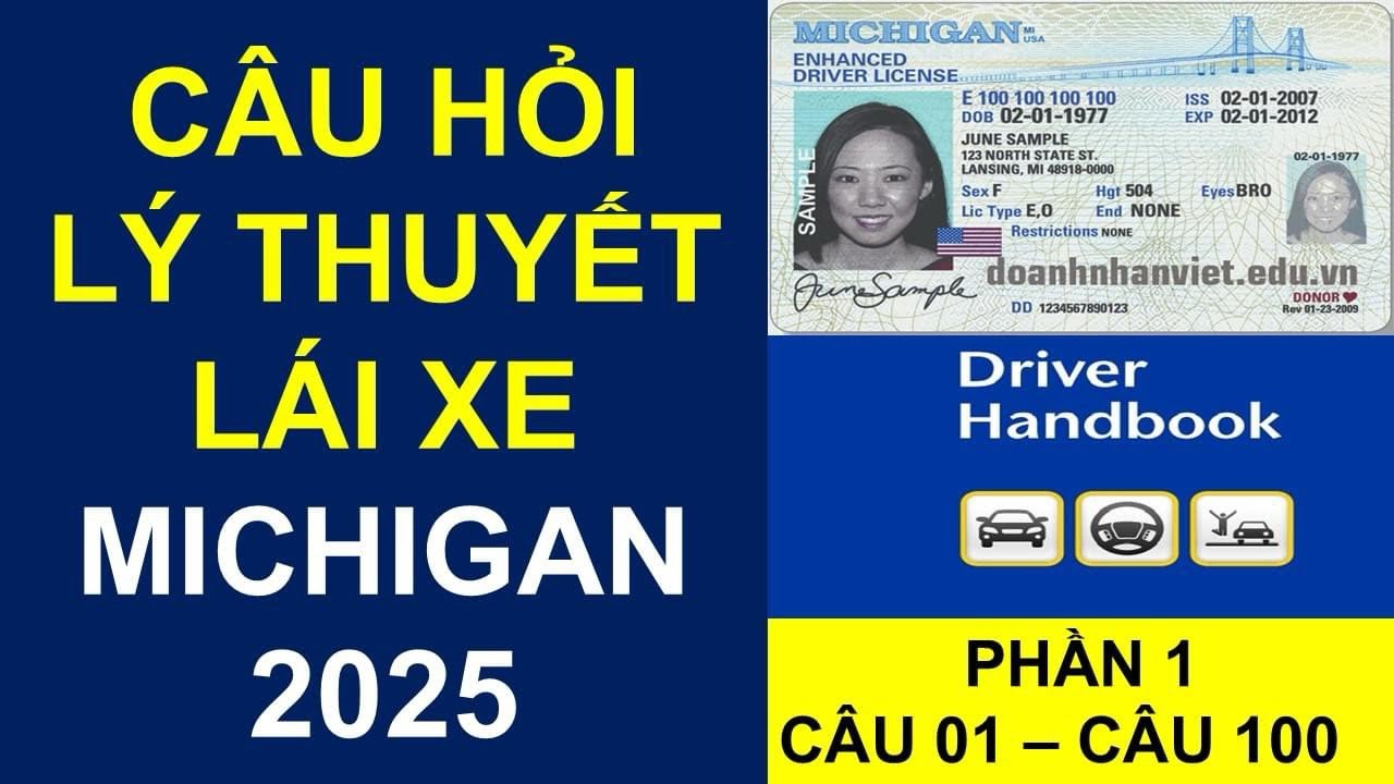 Câu hỏi lý thuyết lái xe Michigan 2025 | DMV Michigan | 400 câu hỏi ...