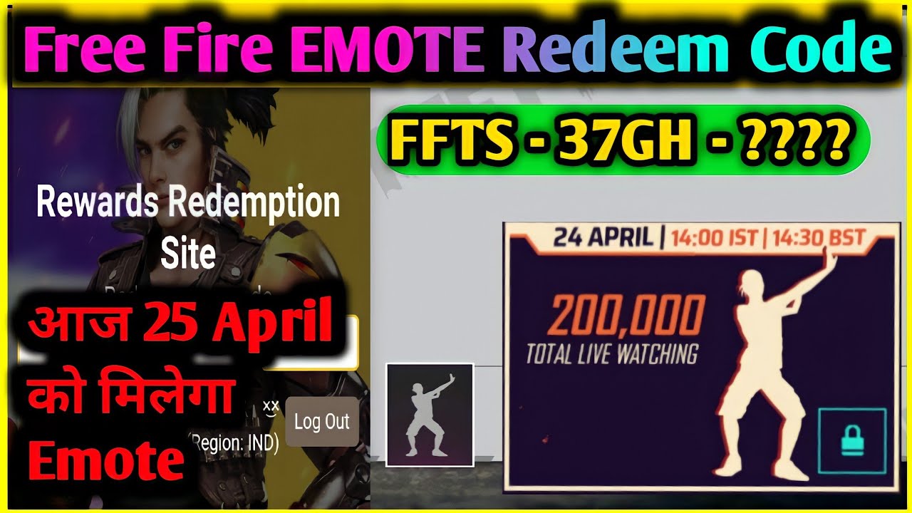 Free Fire FFTS EMOTE Redeem Code - 25 April Redeem Codes Free Fire - Free Fire Redeem Codes