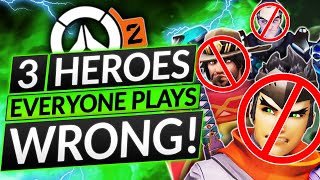 3 HEROES EVERYONE Plays WRONG! - GENJI, CASSIDY, SIGMA Tips - Overwatch 2 Guide