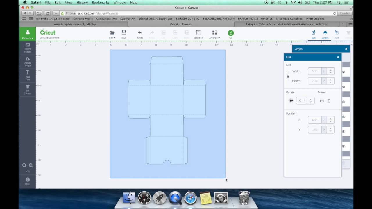 DIY Box Template For Cricut Design Space Within Card Box Template Generator