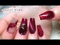 Berry Christmas nails with glass nails and stamping