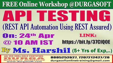 API TESTING (FREE Workshop) Online Training @ DURGASOFT