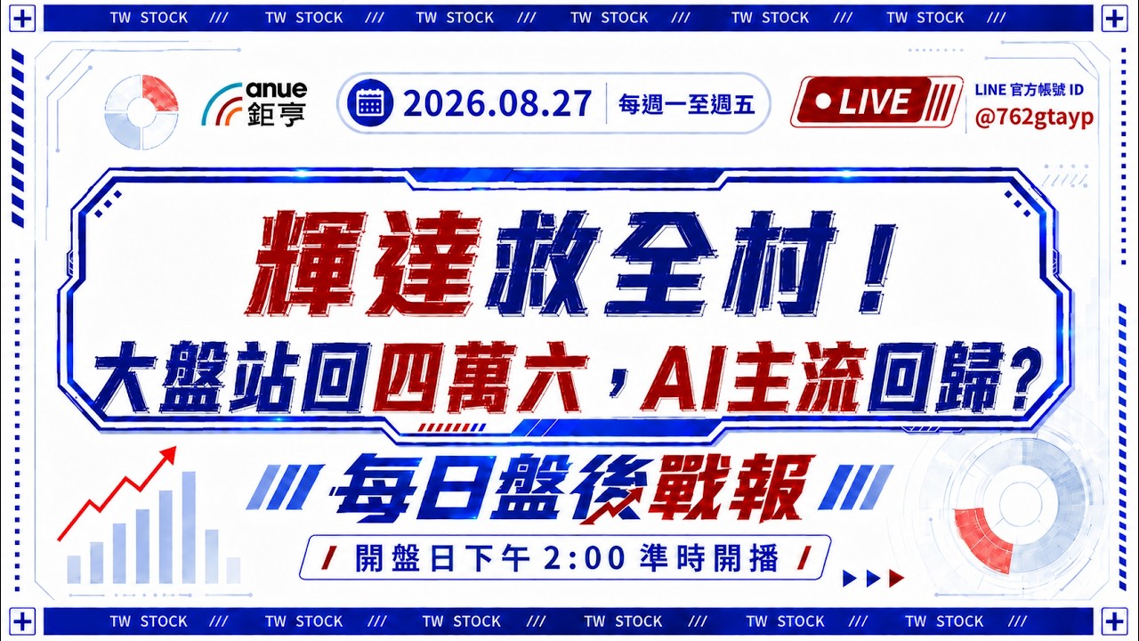 輝達救全村!大盤站回四萬六,AI主流回歸?|盤後戰報|鉅亨贏指標 縮圖